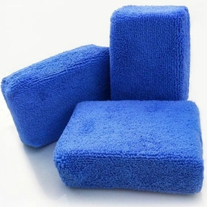 洗车海绵超细纤维毛巾布打蜡海绵清洁海绵包擦车打蜡工具海绵方块