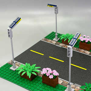 MOC小颗粒拼装积木玩具太阳能路灯街灯能源灯DIY创意广场街景马路