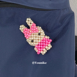 韩国ins设计师款复古可爱卡通珍珠造型兔子串珠发夹胸针newjeans