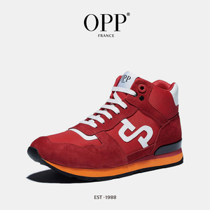 OPP冬季新款个性男士小红鞋时尚牛反绒潮鞋户外运动鞋大码旅游鞋