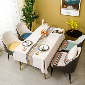 桌布轻奢千鸟格茶几茶餐桌桌台布简约美式长正方形高级感白色灰色