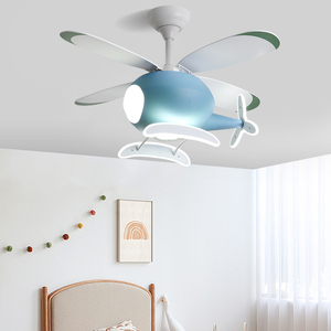 飞机吊顶儿童房风扇灯男孩女孩卧室灯创意个性现代简约电扇灯新款