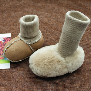皮毛一体婴儿鞋袜软底0-6个月6-12不掉学步棉鞋0-1岁男女宝宝秋冬