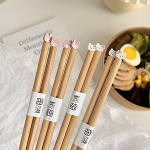 日式可爱筷子竹制尖头筷高档耐热耐高温防潮一人一筷学生专用筷女