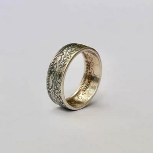 原创设计瑞士2法郎泰银币戒指复古男女饰品硬币改造做旧厚重指环