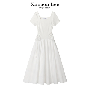 XinmonLee法式温柔a字连衣裙女夏季新款设计感气质收腰显瘦长裙子