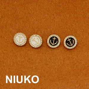 NIUKO 黑白金色金属水钻小装饰纽扣衬衫钮扣子针织扣毛衣扣辅料扣