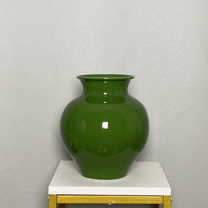 景德镇陶瓷花瓶复古侘寂风手工粗陶绿色新中式客厅水养鲜花花器