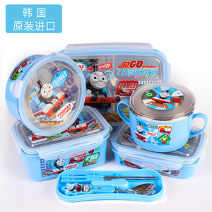 韩国托马斯儿童饭盒304不锈钢小学生密封水果盒双层汤碗宝宝水杯