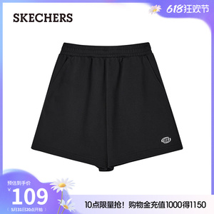 Skechers斯凯奇2024年夏季新款女子舒适针织短裤宽松百搭运动裤子