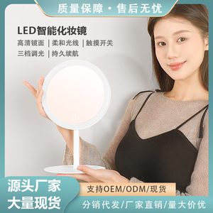led化妆镜子带灯充电款可折叠便携带收纳卧室学生宿舍桌面美妆镜