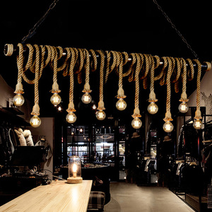 创意个性餐厅咖啡店服装店酒吧台装饰复古工业风餐厅水管麻绳吊灯
