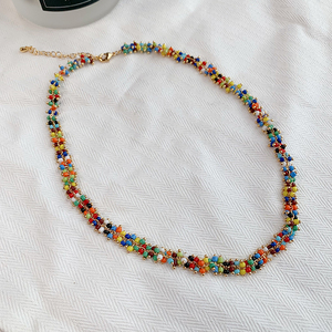 夏天的第一条项链！小众文艺波西米亚重工编织彩虹米珠串珠锁骨链