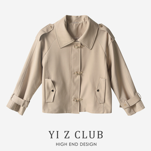 Yi Z CLUB 气质英伦风金属搭扣肩章饰小个子风衣外套春夏女装0.77