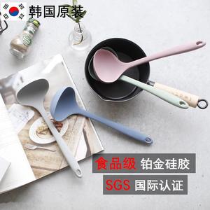 韩国进口汤勺硅胶大小号家用不粘锅盛汤加深粥勺食品级长柄耐高温