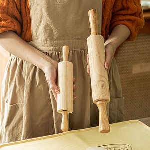 擀面杖滚轴滚轮式烘焙家用大号走锤加长实木擀面棍饺子皮不粘压面