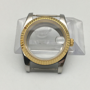 36mm代用精工手表表壳配件欧米茄适配nh35机芯银金色有日历