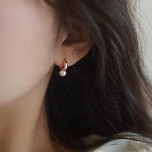 日韩s925纯银玫瑰金珍珠耳环小众设计感轻奢高级气质名媛港风耳饰