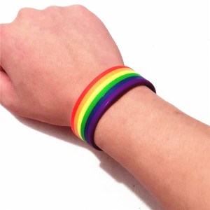 LGBT六色彩虹硅胶手环同志GAY彩色手带彩虹圈彩虹环手绳装饰品