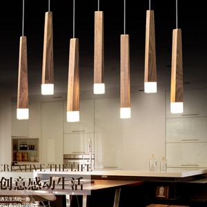设计师复古艺术吧台餐厅日式火柴棒灯北欧实木长方形个性创意吊灯