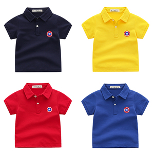 2-6岁美国队长衣服男童短袖T恤 外贸童装纯棉夏季儿童翻领POLO衫