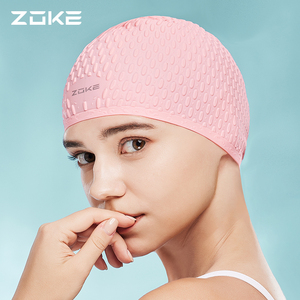 zoke洲克硅胶泳帽颗粒防滑男加大不勒头防水护发护耳女士长发专用