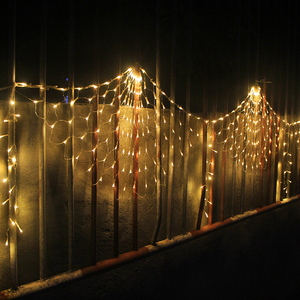 LED灯孔雀网灯彩灯窗帘灯满天星闪灯彩色扇形凤尾灯圣诞节装饰灯