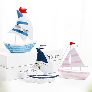 地中海迷你铁艺小帆船模型摆件创意居家儿童房幼儿园桌面摆设装饰