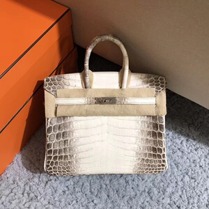 Hermes/爱马仕二手女包birkin25系列喜马拉雅鳄鱼皮手提包