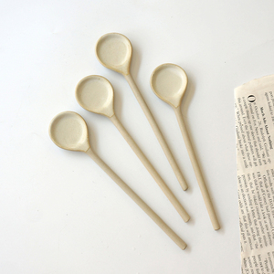 日式手工创意粗陶咖啡勺陶瓷家用小号勺子搅拌勺蜂蜜调羹厨房用具