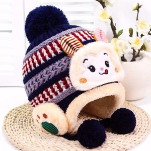冬季新款大版卡通小猴护耳儿童针织帽婴儿帽子加绒保暖宝宝毛线帽