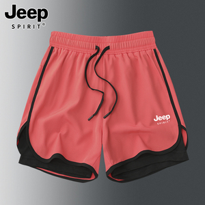 JEEP运动短裤男女款2024新款夏季冰丝跑步健身专用速干外穿三分裤