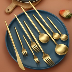 304不锈钢刀叉勺筷套装西餐餐具家用牛排刀金色高档甜品咖啡勺子