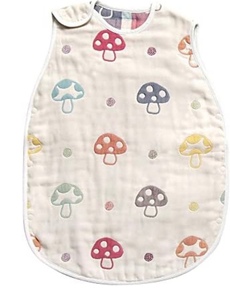 海外购正品日本Hoppetta好陪他小蘑菇宝宝6层透气纱布 幼童睡袋
