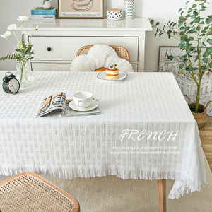 ins风桌布白色布艺餐桌布蕾丝茶几盖布轻奢高级感书桌台布长方形
