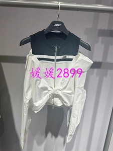 Jamor/加末国内商场代购24春季新款长袖拼接小衫时尚JAX455060