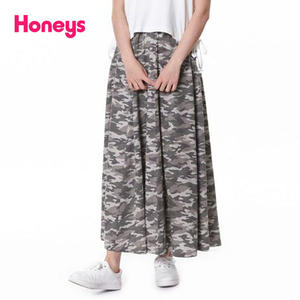 外贸原单Honeys好俪姿日系文艺时尚迷彩及踝半身长裙