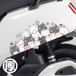 电动摩托车贴纸卡通动物小猫咪车贴画车身外壳遮盖划痕可爱装饰贴