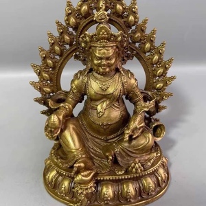 铜黄财神佛像摆件尼泊尔财神像藏传密宗护法藏巴拉供奉家