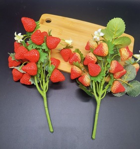 仿真草莓模型假草莓花串水果树枝插枝拍摄绘画写生道具水果店装饰