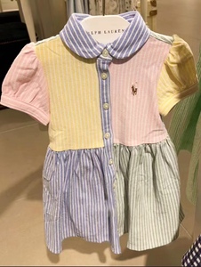 欧单拉夫夏季女童Polo短袖连衣裙洋气经典连衣裙