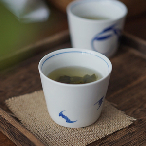择学家 小蓝杯系列A 手绘青花陶瓷水杯咖啡杯猪口杯 定制款 日式