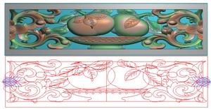 藏式镂空夹子花花盆盘子苹果寿桃草花屏风围板精雕图bmp灰度图