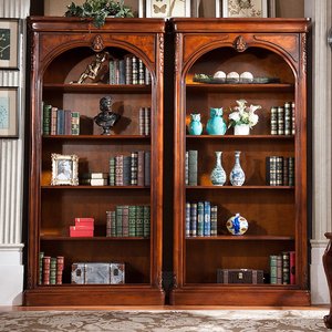 美式实木书柜储物柜书橱书架多层欧式自由组合书柜书房落地置物柜