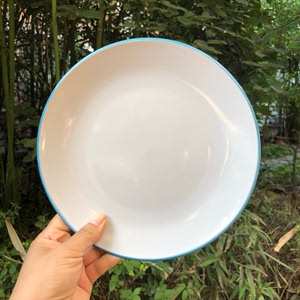 ins简单款家用菜碗面碗天蓝线沙拉碗7英寸清新思慕雪酸奶碗bowl