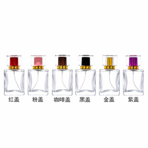 现货B015-50ML100ml亚克力盖四方透明玻璃香水喷雾分装化妆品空瓶