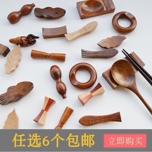日式原木筷子架筷托筷枕勺托毛笔架手工木质放筷小托家用创意餐具