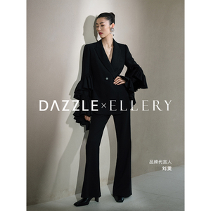 【DAZZLE×ELLERY】地素黑色西装裤春秋装新款复古高腰喇叭西裤女