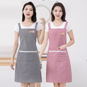 2024新款棉布透气围裙夏季小清新家用厨房做饭韩版女时尚无袖围腰