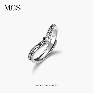 MGS/曼古银小吉象系列小象马克赛石轻奢小众ins银时尚戒指女食指